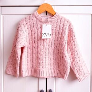 Zara BabyGirl Soft Pink Cable Knit Pullover - 3T